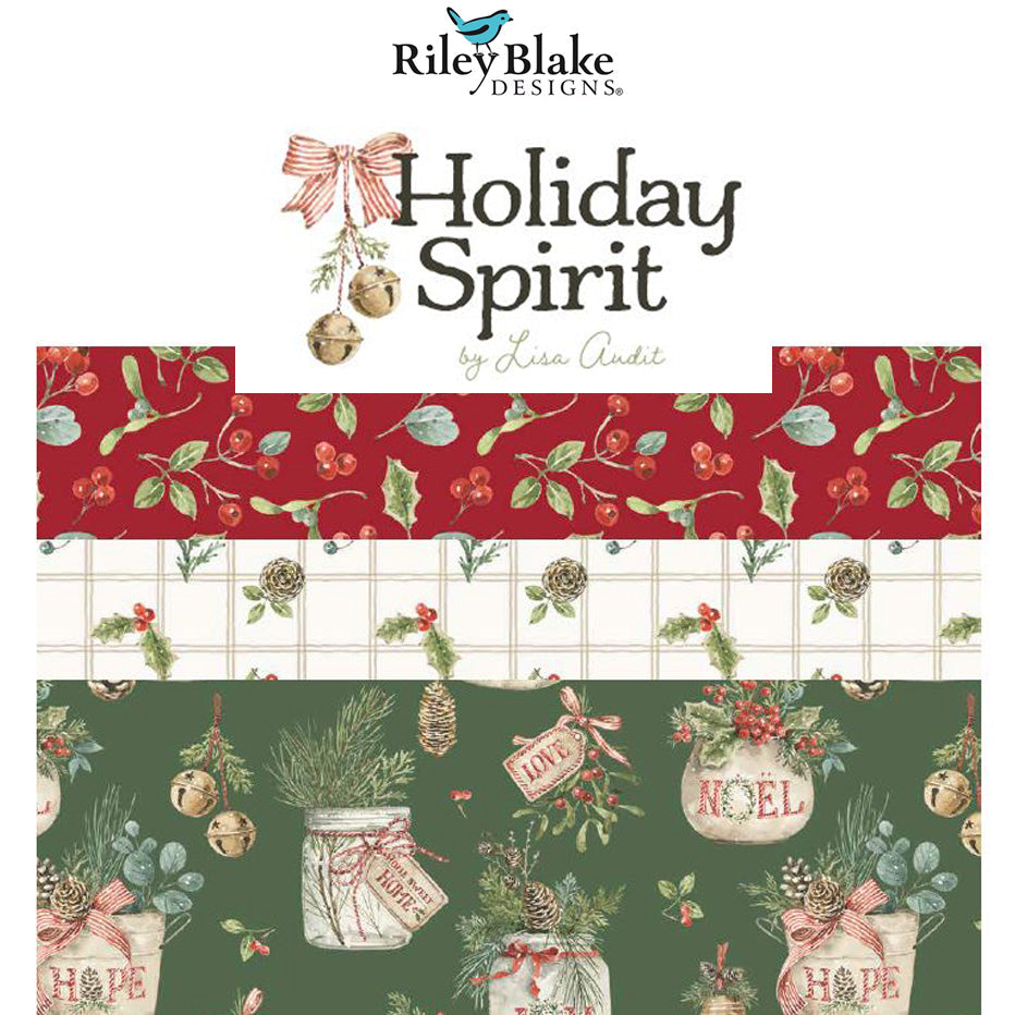 Holiday Spirit by Lisa Audit for Riley Blake Designs is a festive Christmas fabric collection filled with classic seasonal charm. Range features traditional Christmas motifs in a watercolour painted style .