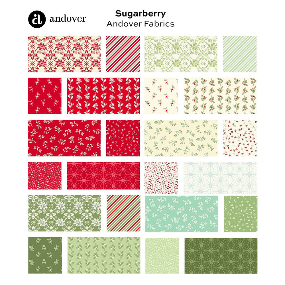 Sugarberry Range for Andover Fabrics is a  classic celebration of colours, themes and tones of Christmas with a geometric edge. 