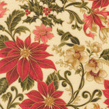 Poinsettia Large Floral Jacobean Cream Merry Manor Metallic 2025