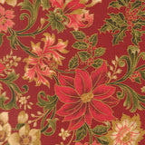 Poinsettia Large Floral Jacobean Crimson Merry Manor 2025