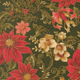 Poinsettia Large Floral Jacobean Evergreen Merry Manor 2025