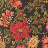 Poinsettia Large Floral Jacobean Ebony Merry Manor 2025