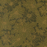 Poinsettia Blooms Floral Damask Evergreen Merry Manor 2025