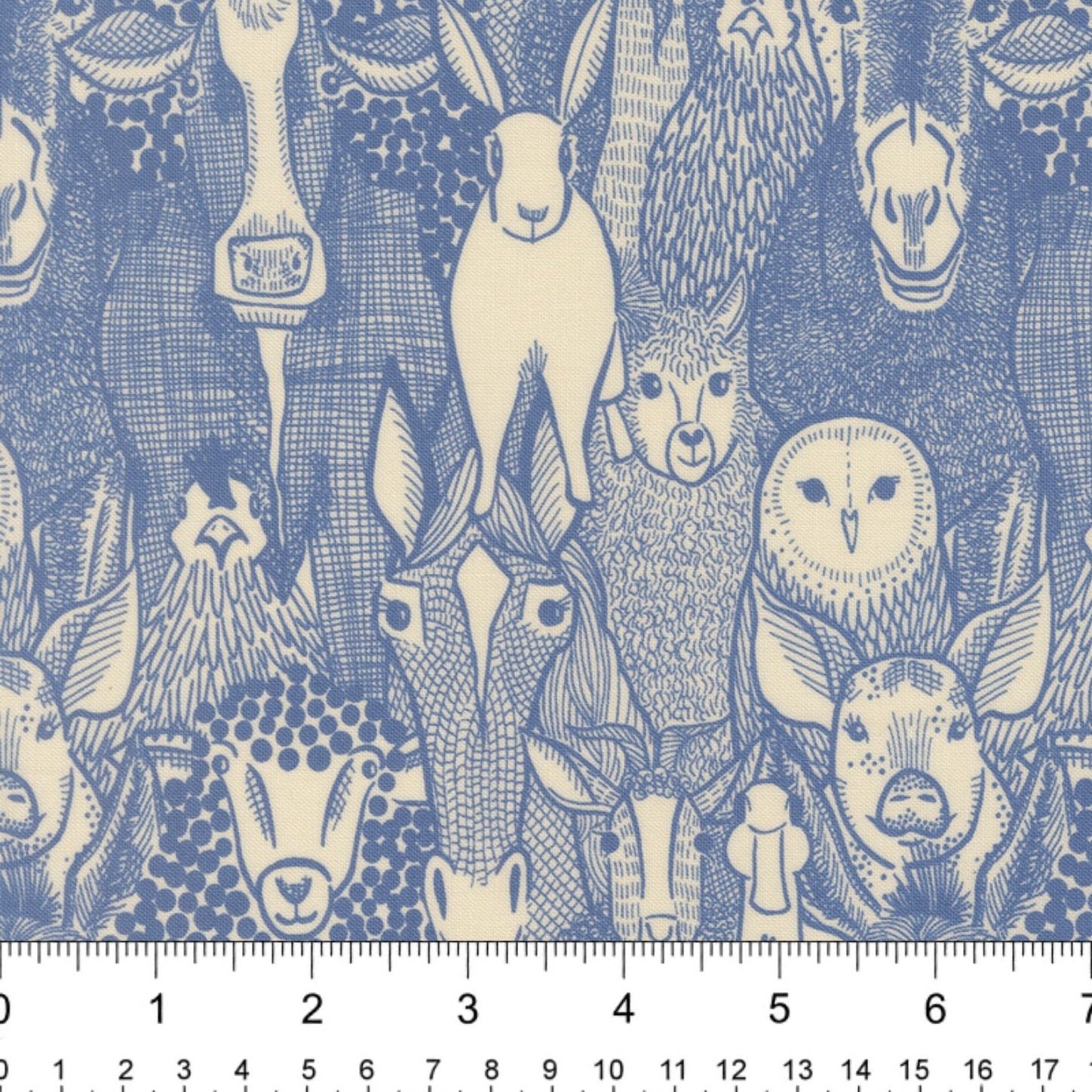 Barnyard Faces in Cobalt