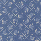 Cross Stitch Chickens in Cobalt