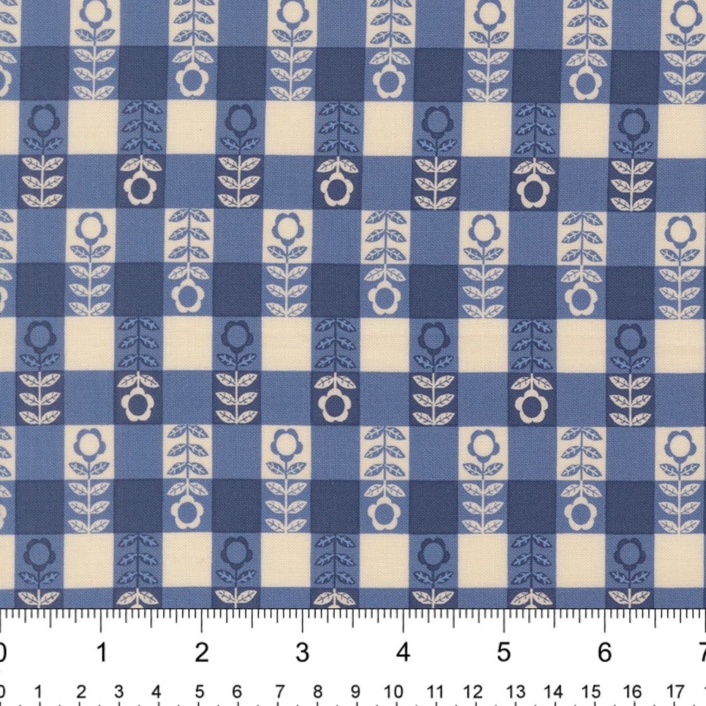 Flower Plaid in Cobalt