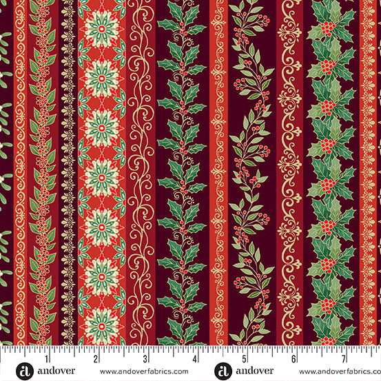 Garland Stripe Burgundy from Makower’s Adorn collection is a rich festive stripe print featuring decorative garland-style bands set against a deep burgundy background. The design has a traditional Christmas feel, with flowing ornamental details that coordinate beautifully with the baubles, advent squares and classic stripe prints in the range.

The burgundy colourway gives the fabric warmth and depth, making it ideal for Christmas quilts, borders, bindings, table runners, stockings, bunting, gift bags and f