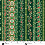 Garland Stripes Green from Makower’s Adorn collection is a festive Christmas stripe print featuring decorative garland-style bands on a rich green background. The design has a classic seasonal feel, with ornamental details that add movement and interest while still working as a versatile coordinate.

The deep green colourway gives this fabric a traditional holiday look, making it ideal for Christmas quilts, borders, bindings, sashing, stockings, table runners, bunting, gift bags and festive home décor. 