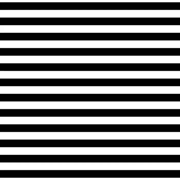 Black and white quilting cotton fabric featuring bold, evenly spaced horizontal stripes, with each black and white stripe measuring approximately one half inch.