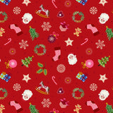 Oh Christmas Tree Little Festive Things on Red with Gold Metallic