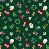Oh Christmas Tree Little Festive Things on Green with Gold Metallic