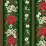 Border Stripe Green Foil Poinsettias at Christmas
