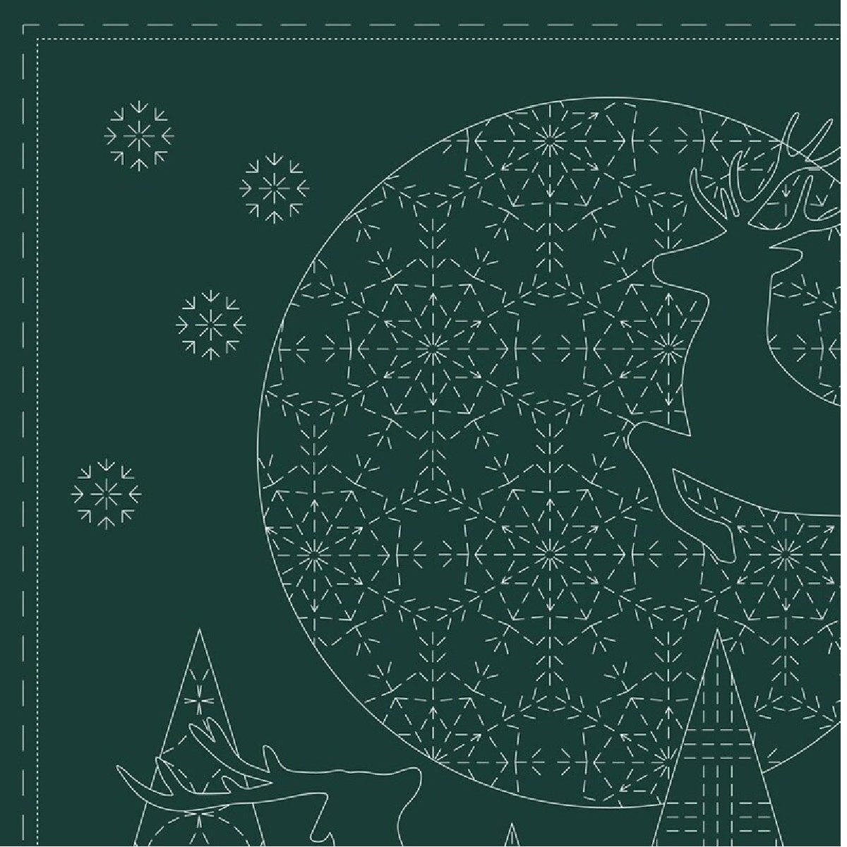 Christmas Sashiko Panel Green