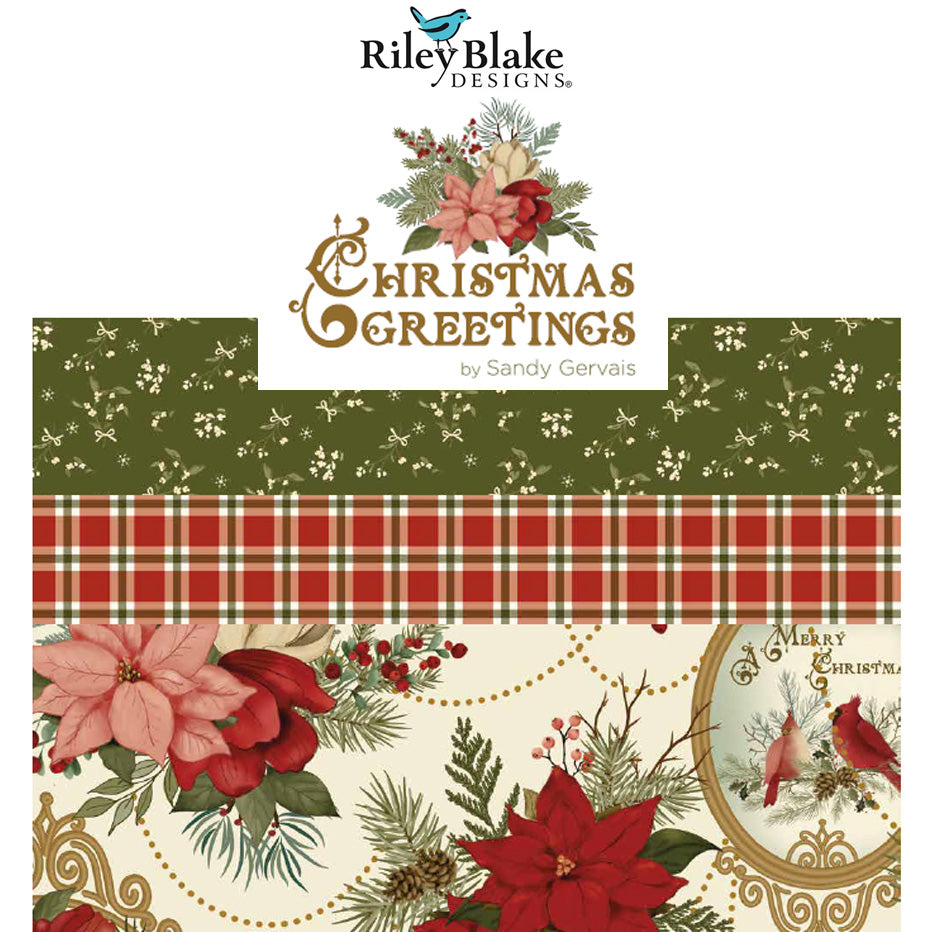 Christmas Greetings Range by Riley Blake Designs is a cheerful festive fabric range . Range includes sweet Christmas motifs designed in a bright and vintage nostalgic style.