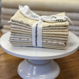 Cream toned low volume fabric bundle with 12 fat quarters