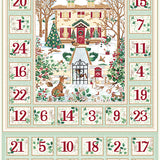 Country Christmas Advent Calendar Panel in Pale Green with Christmas Cottage Scene