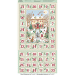 Country Christmas Advent Calendar Panel in Pale Green with Christmas Cottage Scene
