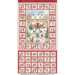 Country Christmas Advent Calendar Panel in Red with Christmas Cottage Scene