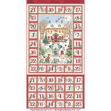 Country Christmas Advent Calendar Panel in Red with Christmas Cottage Scene