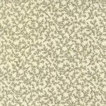 Moda Joyful Gatherings II 49335 24 cream fabric with delicate olive green trailing vines and tiny leaf motifs in an all-over botanical pattern.