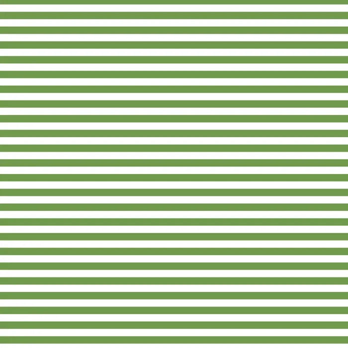 Green and white quilting cotton fabric featuring evenly spaced horizontal stripes in medium crocodile green, with each stripe measuring approximately one quarter inch.