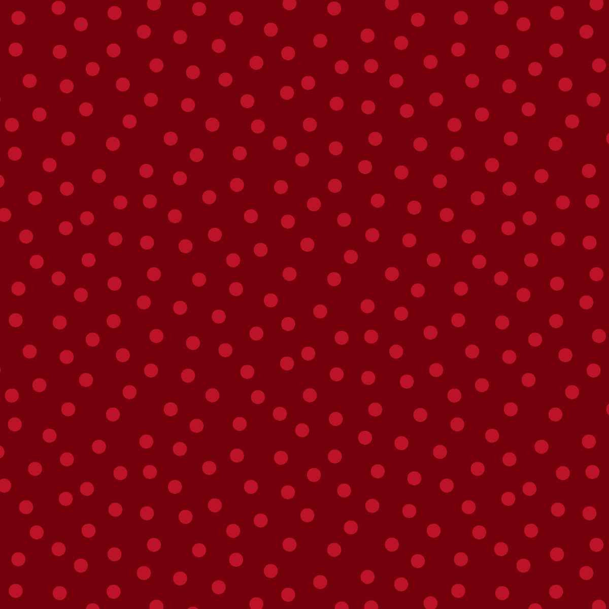 Red tonal fabric featuring a lively scattering of small crimson and deep-red dots across a rich festive red background.