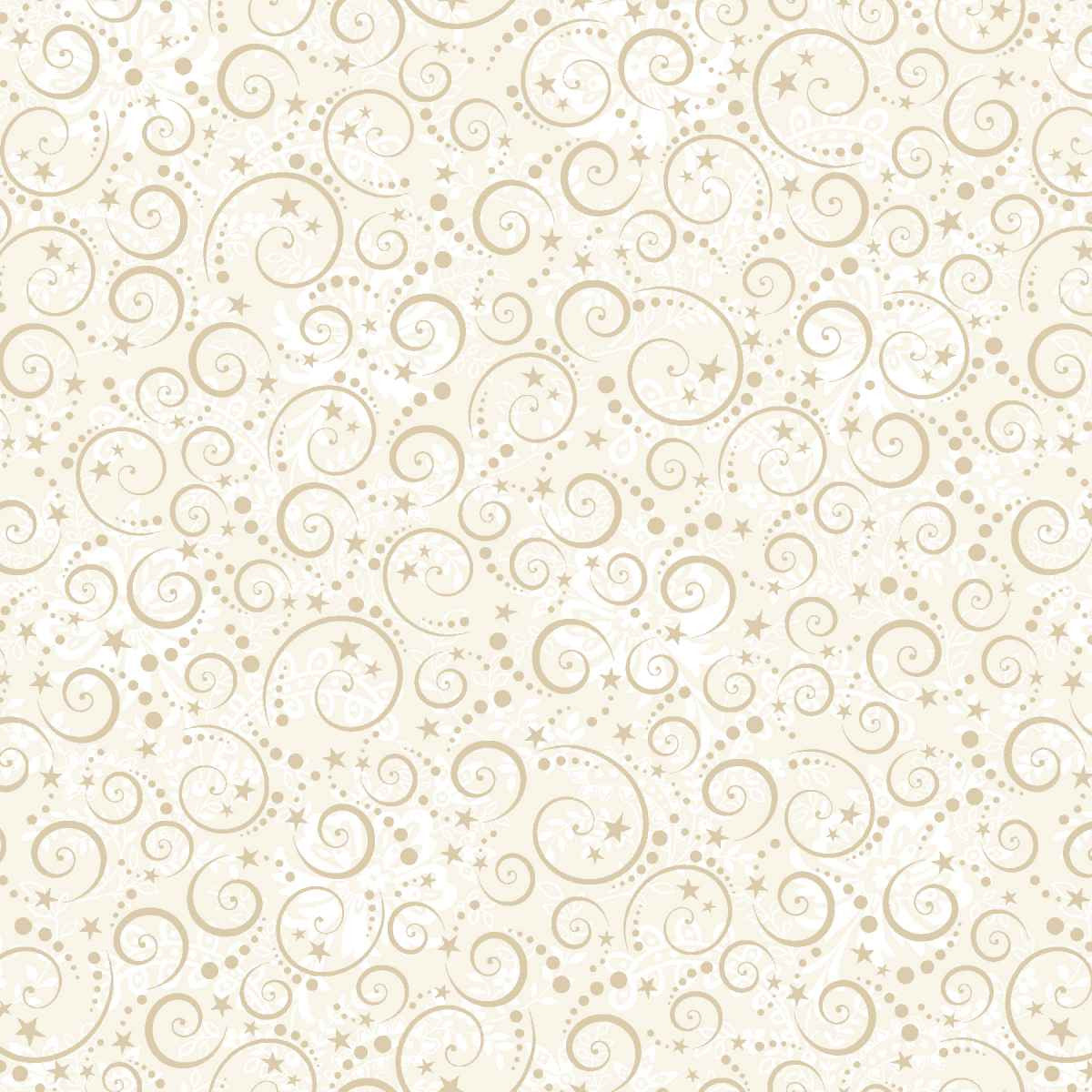 Cream fabric featuring a delicate pattern of intricate mini swirls scattered across a soft neutral background, with a subtle Nordic-inspired festive design creating an elegant and whimsical holiday look.