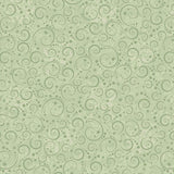 Light sage fabric featuring a delicate all-over pattern of tiny curling swirls in softly varied sage-green tones, creating subtle texture and gentle movement.