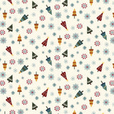 Digital Tossed Trees Cream Multi Nordic Holiday VIllage