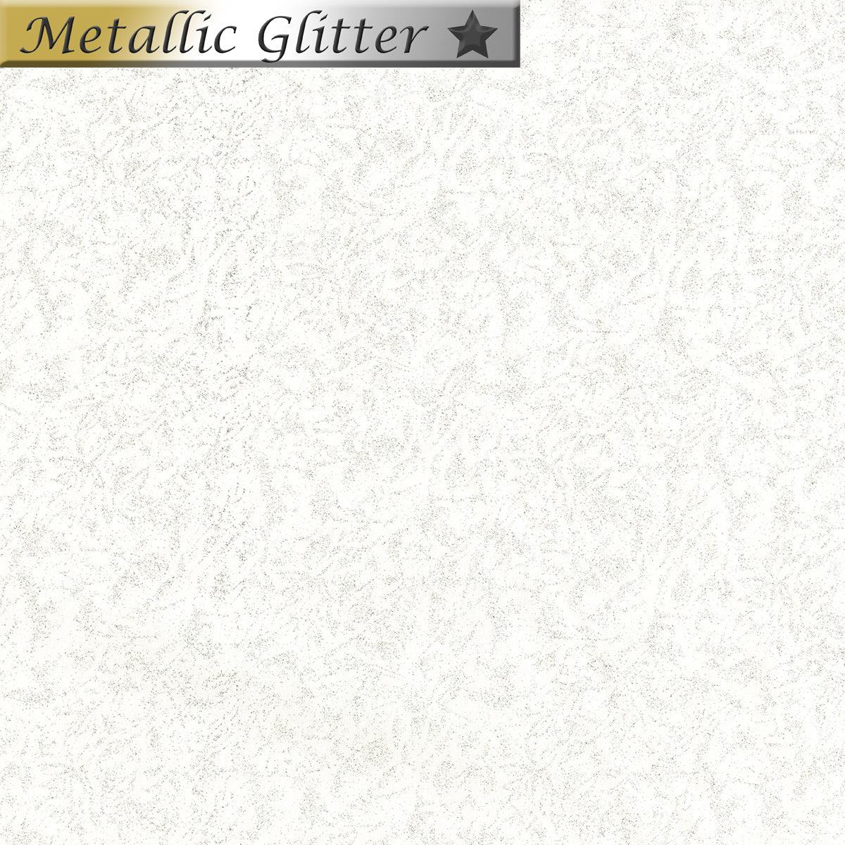 Cream quilting cotton fabric featuring frosted silver leaf shapes and fine metallic glitter across a soft off-white background with a lightly textured appearance.