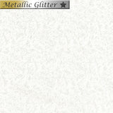 Cream quilting cotton fabric featuring frosted silver leaf shapes and fine metallic glitter across a soft off-white background with a lightly textured appearance.