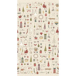 Anni Downs Down Tinsel Lane cream Christmas quilting panel with festive illustrations