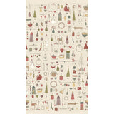 Anni Downs Down Tinsel Lane cream Christmas quilting panel with festive illustrations