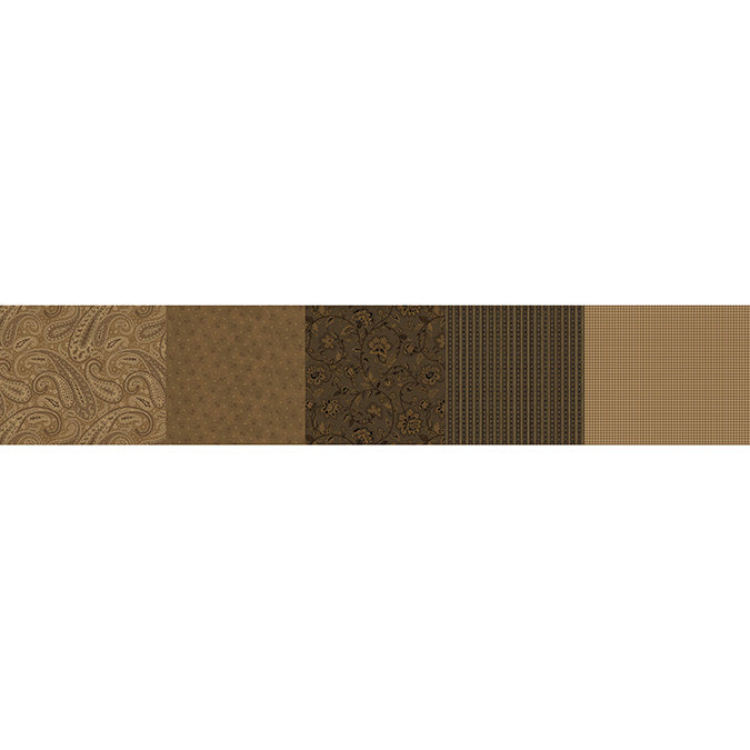 Kathleen's Story Strip-It 8" Brown multi pattern quilting fabric brown