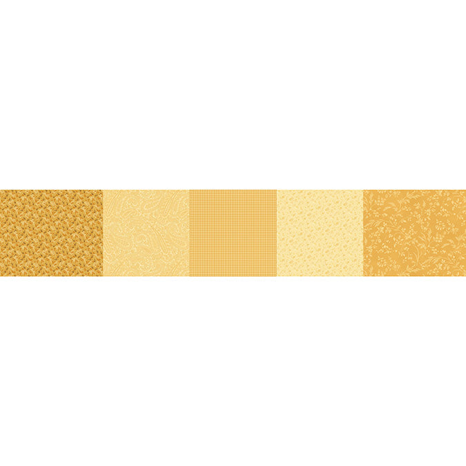 Kathleen's Story Strip-It 8" Yellow multi pattern quilting fabric yellow