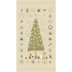 Anni Downs O Christmas Tree quilting panel with festive folk-art Christmas illustrations