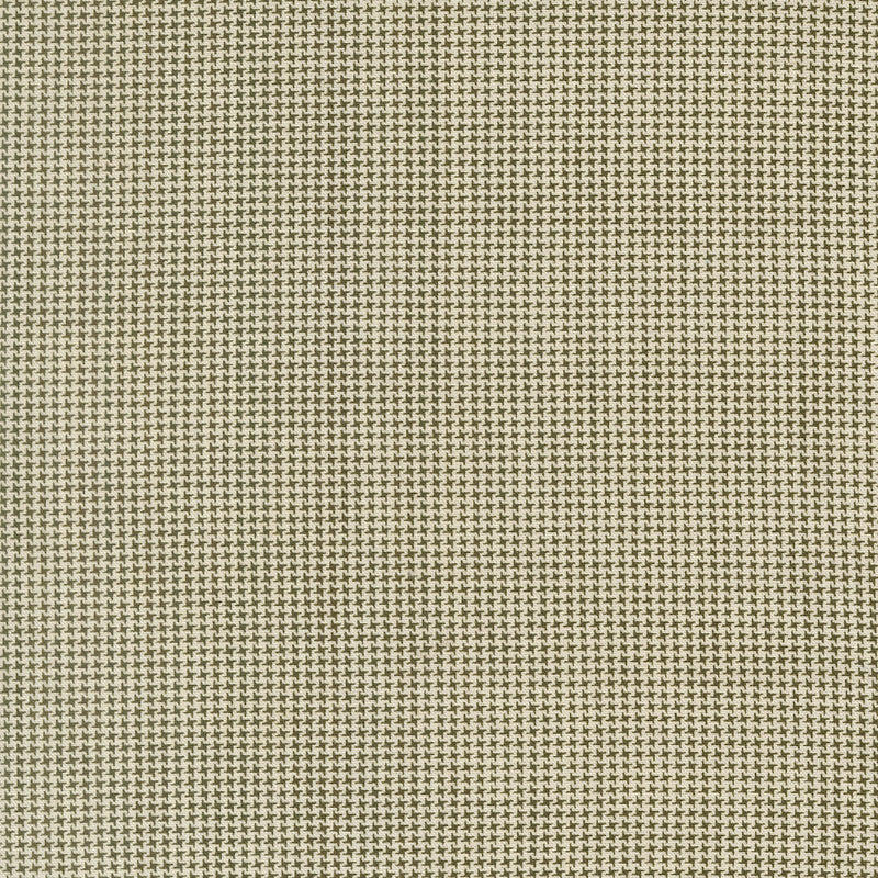 Moda Joyful Gatherings II 49337 24 fabric with a small-scale olive green and cream houndstooth-style geometric pattern.