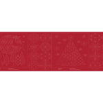 Red decorative strip with white Christmas-themed illustrations on a white background