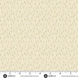 Cream Christmas quilting cotton fabric featuring small sage green dotted lines scattered across a warm cream background, resembling a light shower of falling snow.