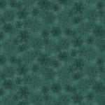 Teal Christmas fabric featuring an assortment of detailed snowflakes in lighter shades of teal, scattered across a dark teal background with subtle tonal variation throughout.