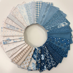 Special Delivery by Laundry Basket Quilts for Andover featuring 33 fat quarters in blues & neutrals. - Frontier Fabrics