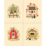 Gingiber Henhouse farmhouse chicken quilting panel with floral coops