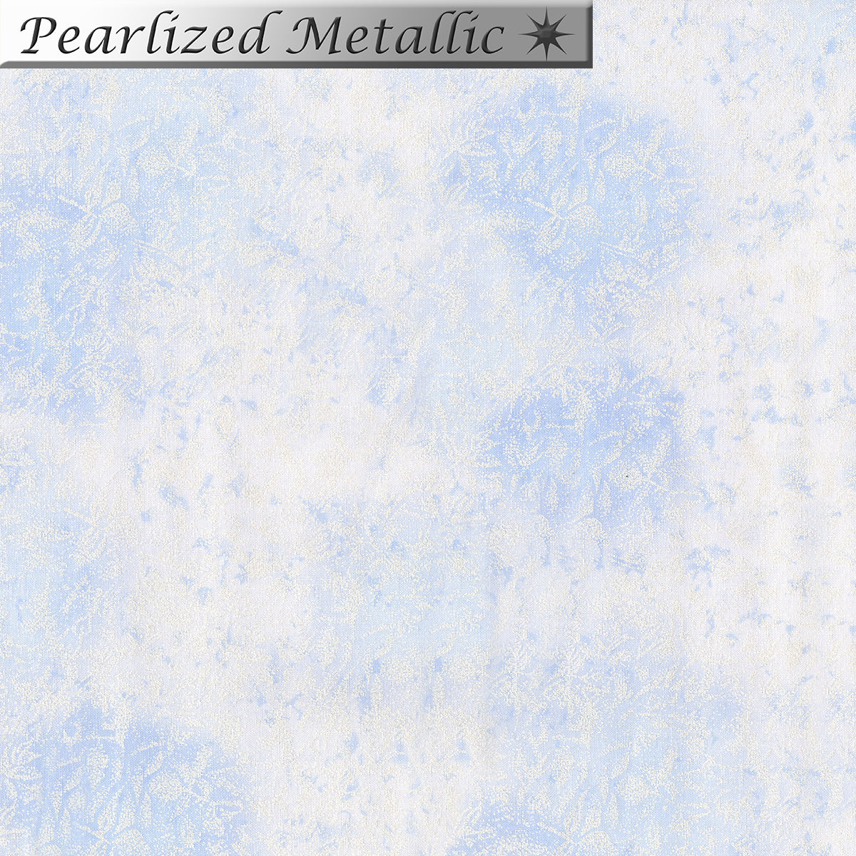 Wedgewood Fairy Frost fabric by Michael Miller fabric features a soft Wedgwood-blue background with cloudy white mottling and delicate pearlised speckles that create a subtle frosted shimmer. 